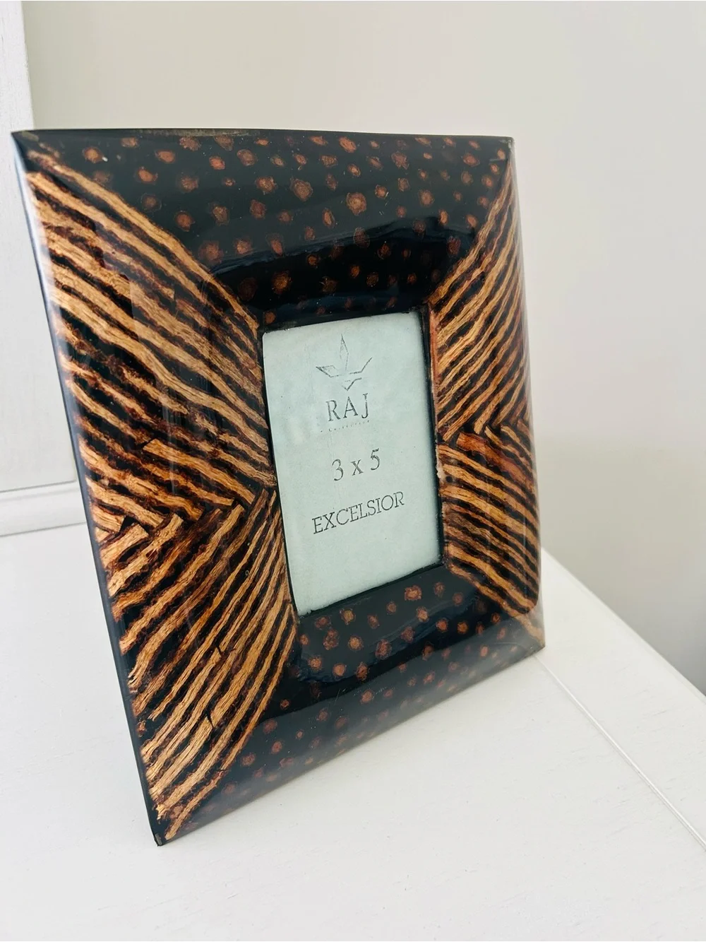 Raj Black and Brown Wood Striped 3x5 Photo Frame
